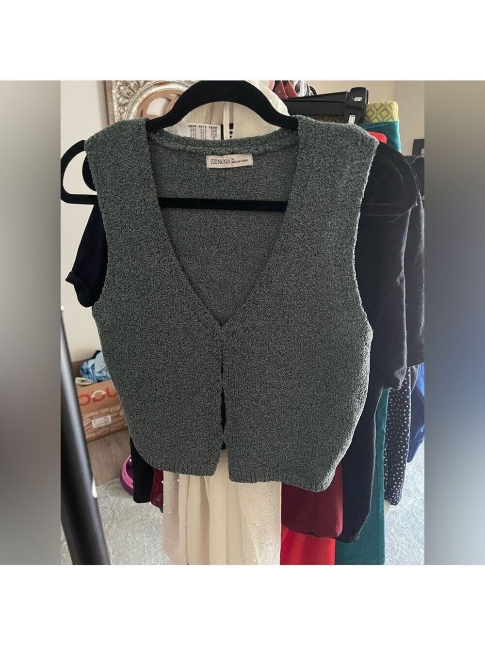 Zenana Outfitters Charcoal Knit Vest. New